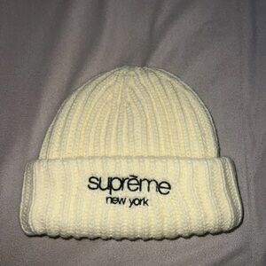 Supreme Ribbed Beanie in Soft Cream
